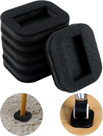 12 PCS Felt Furniture Coasters Caster Cups for Hardwood Floors, Felt Bottom Furniture Pads, Bed Office Chair Fridge Furniture Wheel Stopper to Prevent Sliding and Scratches (Black, L: 2.6" * W:1.8")