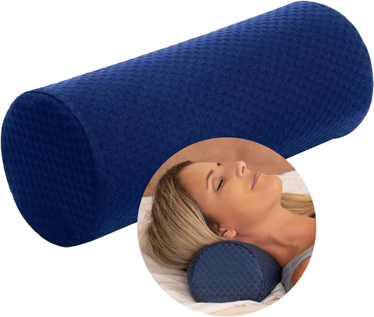 Carex Memory Foam Cervical Neck Pillow, Round - Contoured Design to Support Neck and Shoulders, Relieve Pain and Pressure, Neck Roll Pillow for Sleeping, Memory Foam