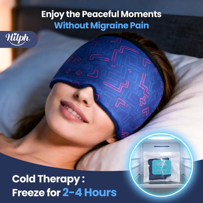 Hilph Adjustable Migraine Relief Cap, Headache Hat with Thickened Gel | Reusable, Flexible Gel, 360° Cold Compression Therapy Wrap for Tension, Stress, Sinus & Hangover Relief, Gift for Women Men