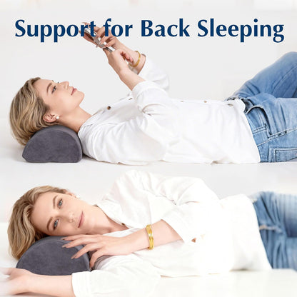 Knee Pillow for Back Sleeping, Grey | Memory Foam Bolster, Pain Relief, Half Moon Shape, For Legs & Under Knee