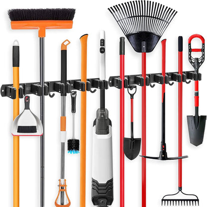 IMILLET Broom Holder Wall Mount, Heavy Duty Garage Organization Mop Hanger | Stainless Steel Broom and Mop Organizer Wall Hanging Self Adhesive for Laundry Room,Garden,Utility
