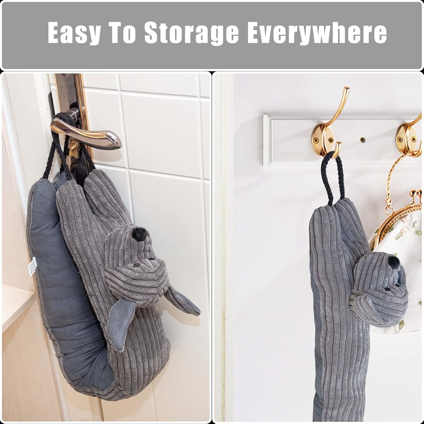 Under Door Draft Stopper Decorative Wind Stopper 36 inch for Door & Window, Weighted Animal Air Draft Stopper for Bottom of Door with Hanging Loops - Brown Dog
