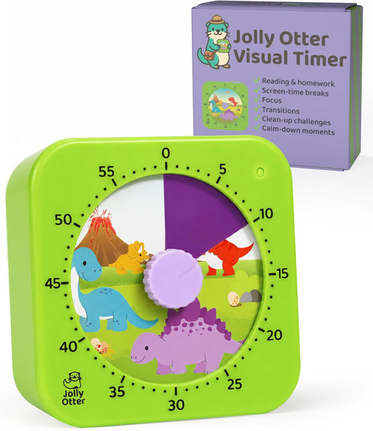 Visual Timer for Kids - The Perfect Kids Timer Visual Aid for Classroom, Home & Desk Use - Great for Study, Productivity, Toddlers Shower & Potty Training Time 60 Minute Countdown Timers (Dinosaur)