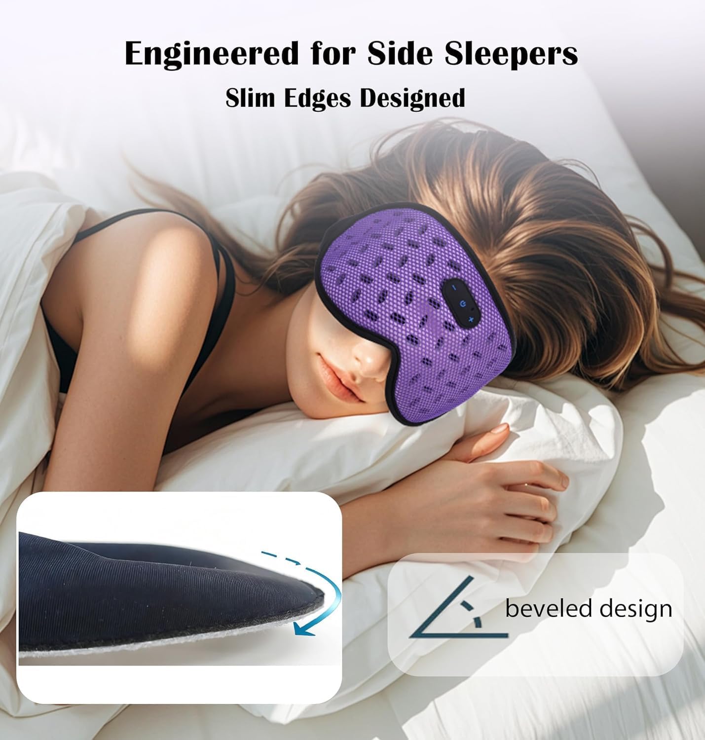 LC-dolida Sleep Headphones, Sleep Mask with Bluetooth 5.4 Headphones, Detachable 3D Blackout Eye Mask with Wireless Headphones Bluetooth Sleep Mask for Side Sleepers, Cooling Music Mask Gift (Purple)