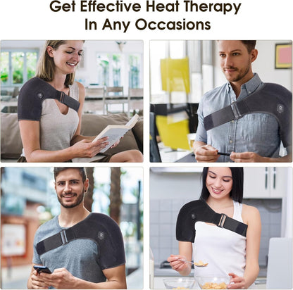 COMFYTHERA Cordless Heated Shoulder Wrap for Shoulder Pain with 2 Heating Settings Warmer, Heating Shoulder Brace Heating Pad for Men and Women (Black)