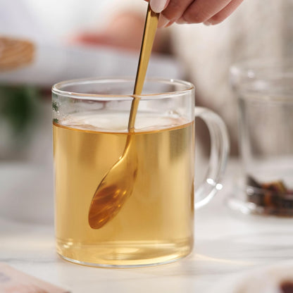 Pinky Up Blake Tea Infuser Mug with Lid, Glass Cups for Loose Leaf or Flowering Teas, Travel Mugs, Home Office, Picnic, Camping, 12 oz Set of 1, Clear