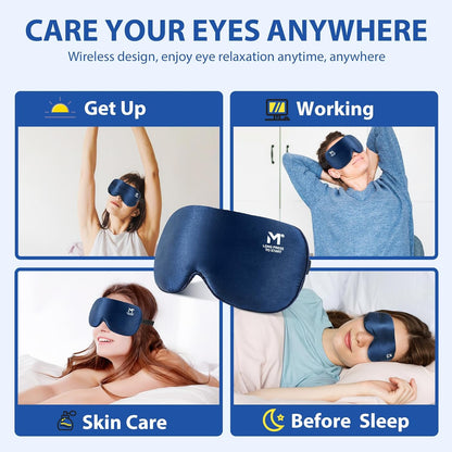 Silk Cordless Heated Eye Mask, Washable Heat Eye Compress for Dry Eye Electric Eye Heating Pad Warm Eye Mask for Eye Fatigue Stye Sinus Blepharitis MGD Gifts for Men Women - MerSun