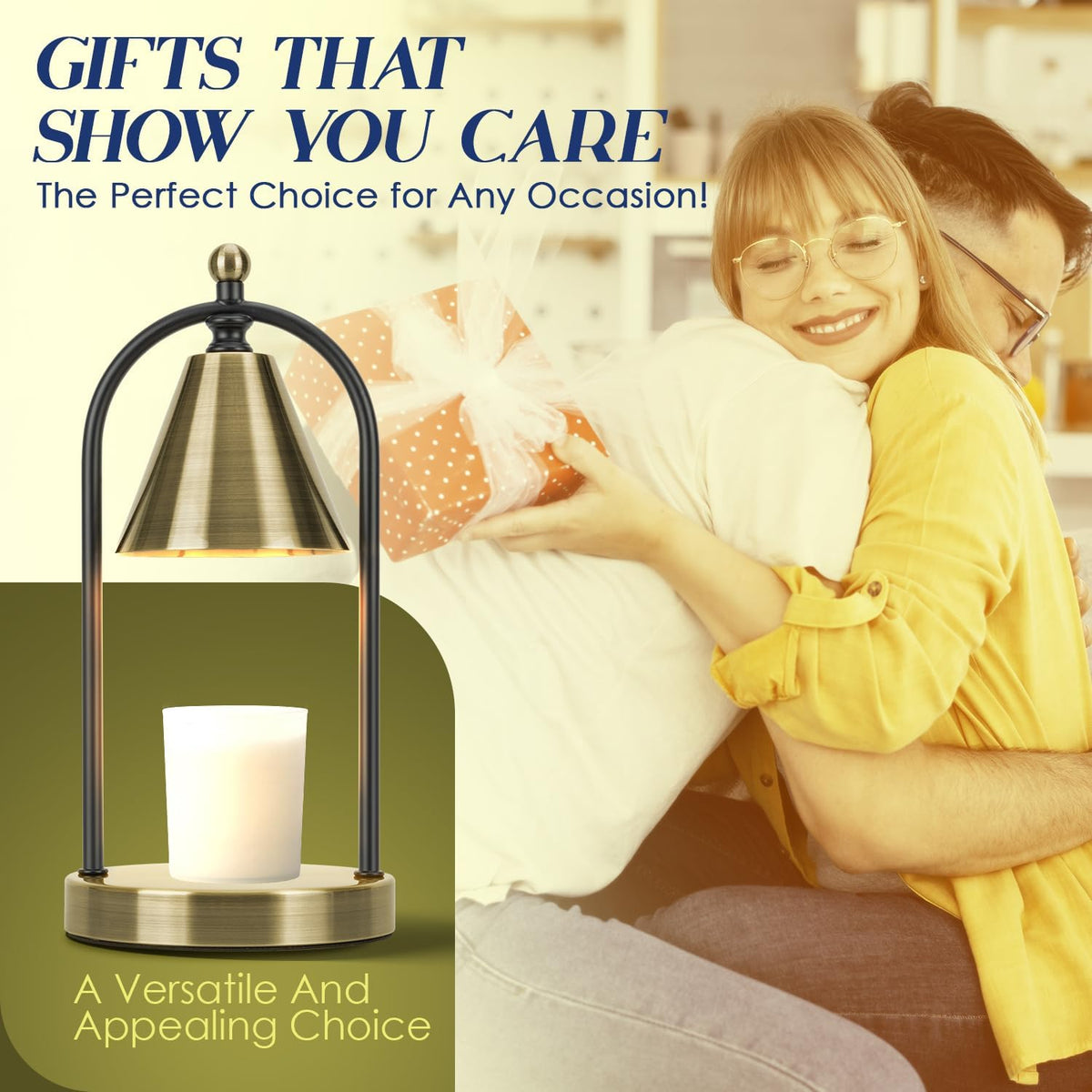 Candle Warmer Lamp with Timer, Electric Black Candle Warming Light for Bedroom, Dimmable Wax Melts Warmer for Home Decor Beside Lamp Gifts for Women (2 Bulbs Included)