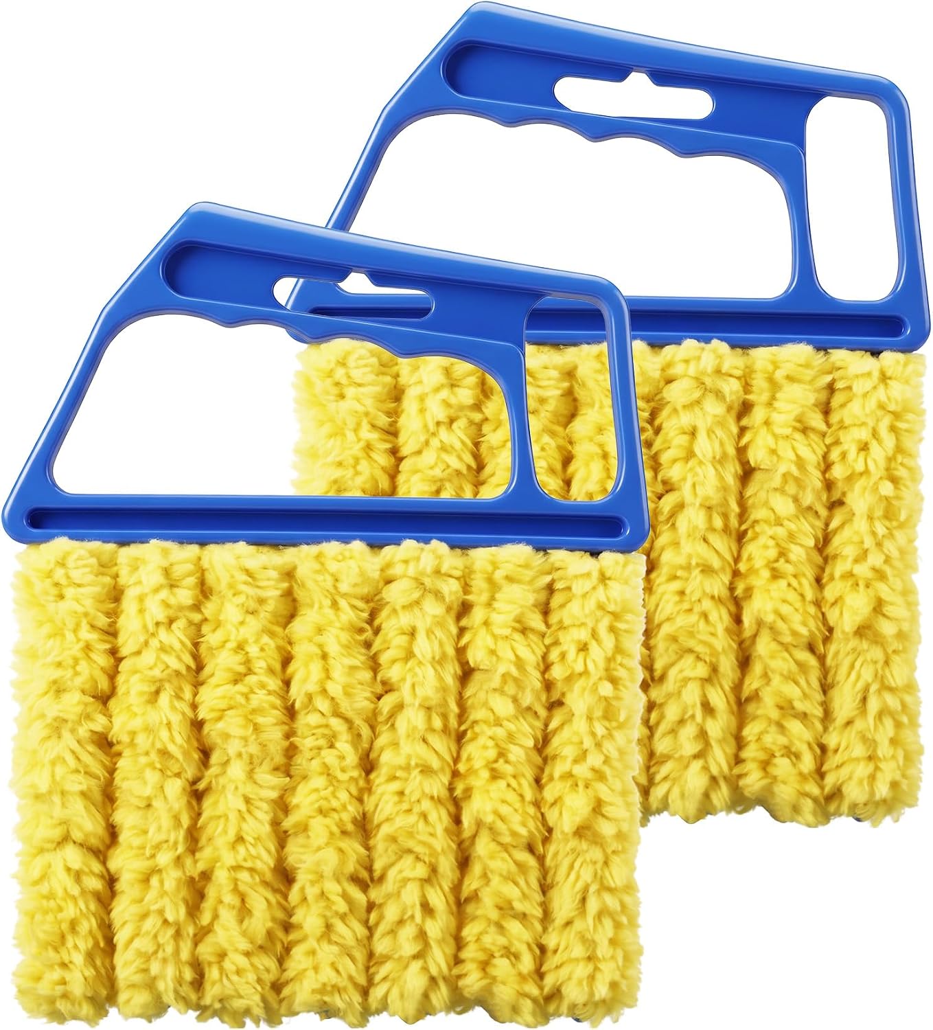 2 Pcs Blind Duster for Wood Blinds, 7 Finger Blind Cleaner Duster Tool | with Washable Microfiber for Window & Air Conditioner (Blue)