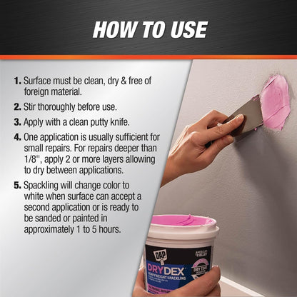 DAP DryDex Dry Time Indicator Spackling, Pink/White, 32 Oz (7079812330)
