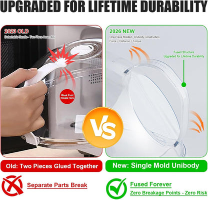 12" Clear Microwave Splatter Cover Integrated Handle BPA Free | Integrated Handle, BPA-Free, Clear PC, 12 Inch, Dishwasher Safe, Steam Vent, Food Grade, Splatter Guard,Large