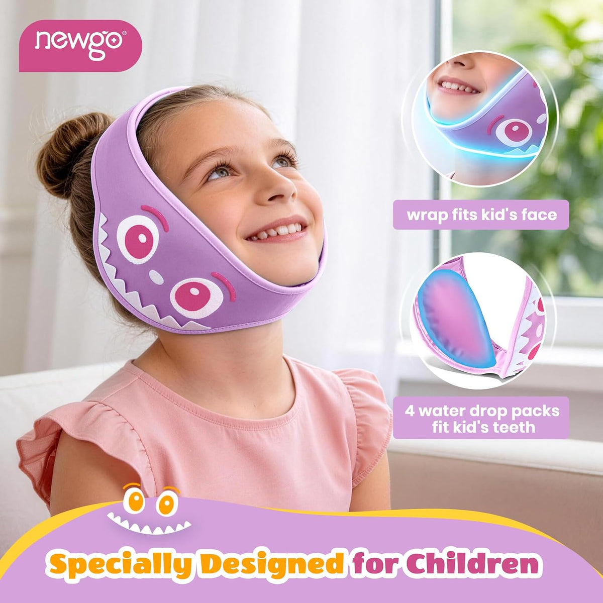 NEWGO Kids Tonsil Recovery Ice Pack, 4 Reusable Gel Packs, Green