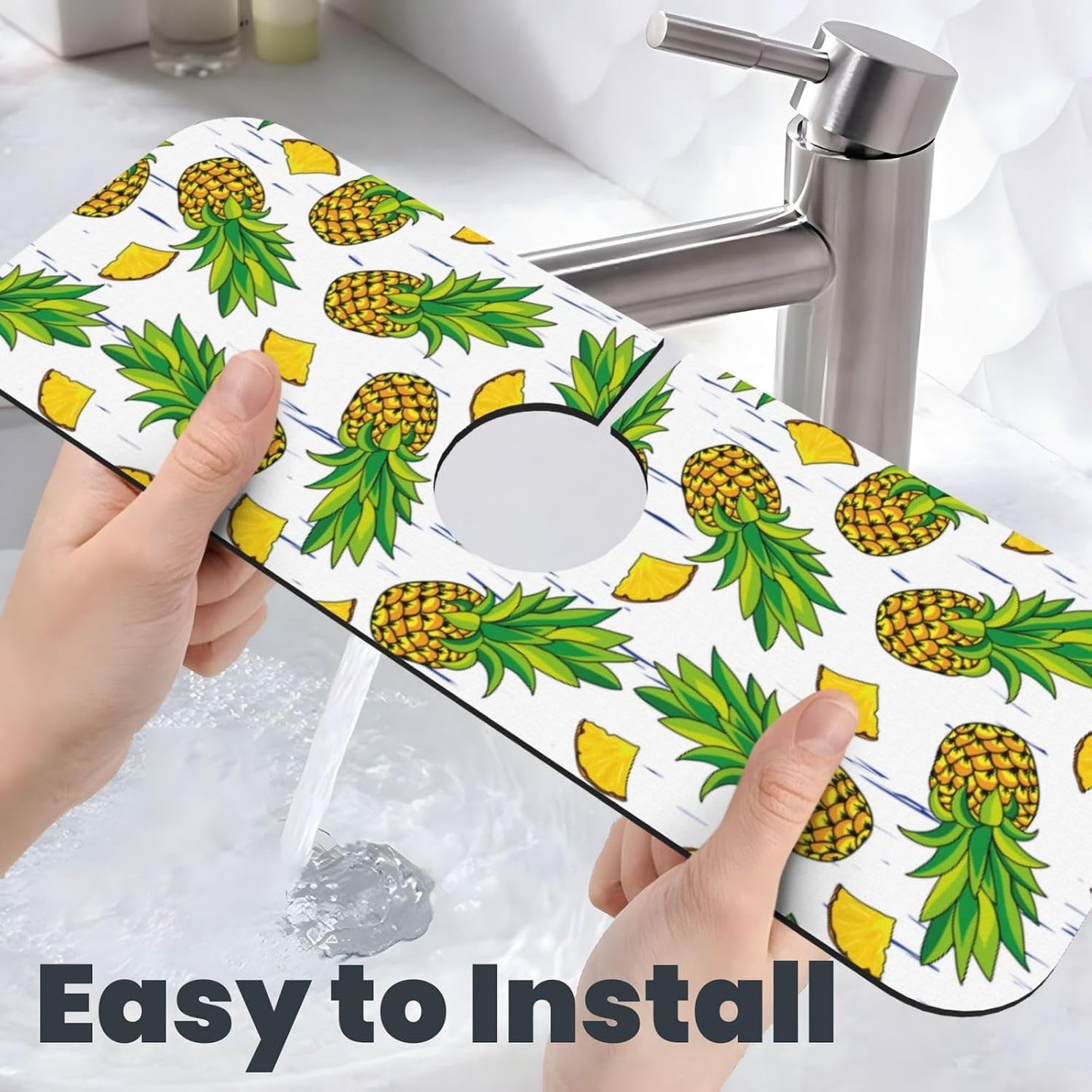 Wildflowers Floral Flower Kitchen Sink Splash Guard Faucet Mat Super Absorbent Fast Drying Mat Sink Gadgets-Fast Drying Pad Sink Mat For Kitchen Bathroom (15" X 5.5" )