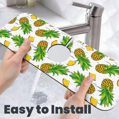 Wildflowers Floral Flower Kitchen Sink Splash Guard Faucet Mat Super Absorbent Fast Drying Mat Sink Gadgets-Fast Drying Pad Sink Mat For Kitchen Bathroom (15" X 5.5" )