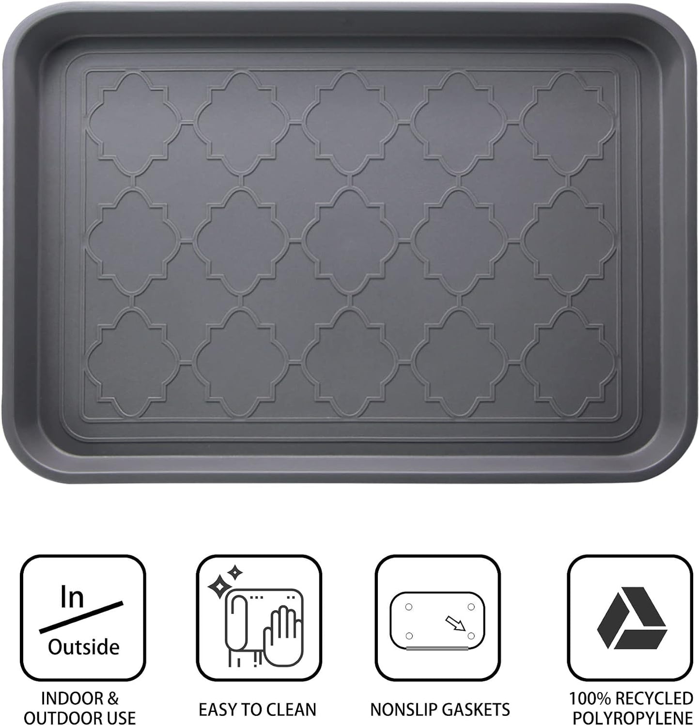 WATANIYA PET Boot Tray for Entryway Indoor, Heavy Duty Shoe Mat Tray 2 Packs, 16.7"x12.8" Waterproof Shoes Trays with Raised Edge, Outdoor Multi-Purpose Mats for Boots, Garden, Pets