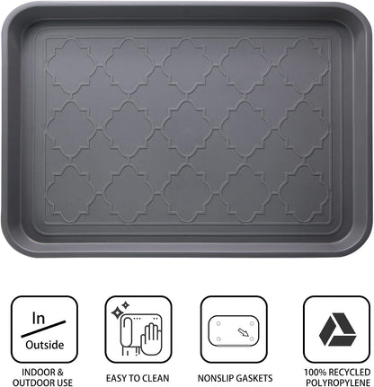 WATANIYA PET Boot Tray for Entryway Indoor, Heavy Duty Shoe Mat Tray 2 Packs, 16.7"x12.8" Waterproof Shoes Trays with Raised Edge, Outdoor Multi-Purpose Mats for Boots, Garden, Pets