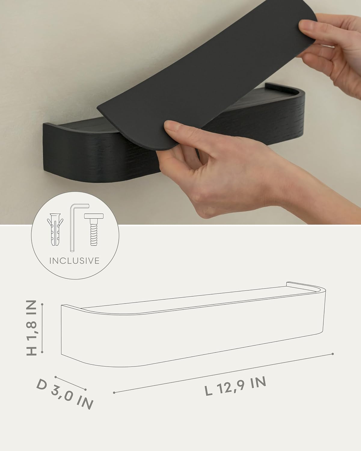 Kazai. Key Holder 'Toke' | Minimalist Key Hook Design from Berlin | Modern Key Holder Wall Mount with Wooden Shelf | Key Rack for Wall as Entryway Organizer | Walnut