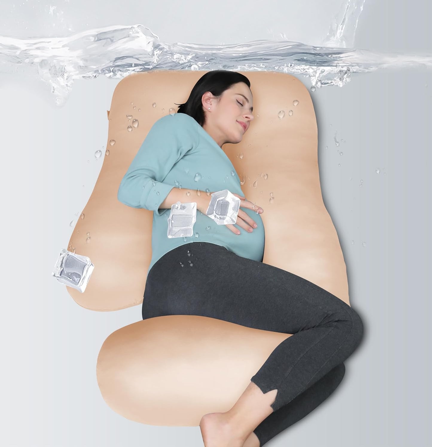 MOON PARK Pregnancy Pillows for Sleeping - 57 Inch U Shaped Full Body Maternity Pillow with Removable Cover - Support for Back, Legs, Belly, Hips - Pregnancy Pillow for Women - Grey