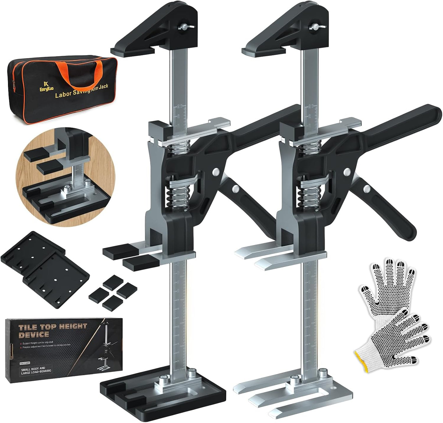 [Upgrade] Labor Saving Arm Jack 2 Pack,15.5 Inch Stainless Steel Furniture Lifts with Handbag,Hand Furniture Jack Lifter Tool for Installing Cabinets,Flooring&Windows,Load 440LBS