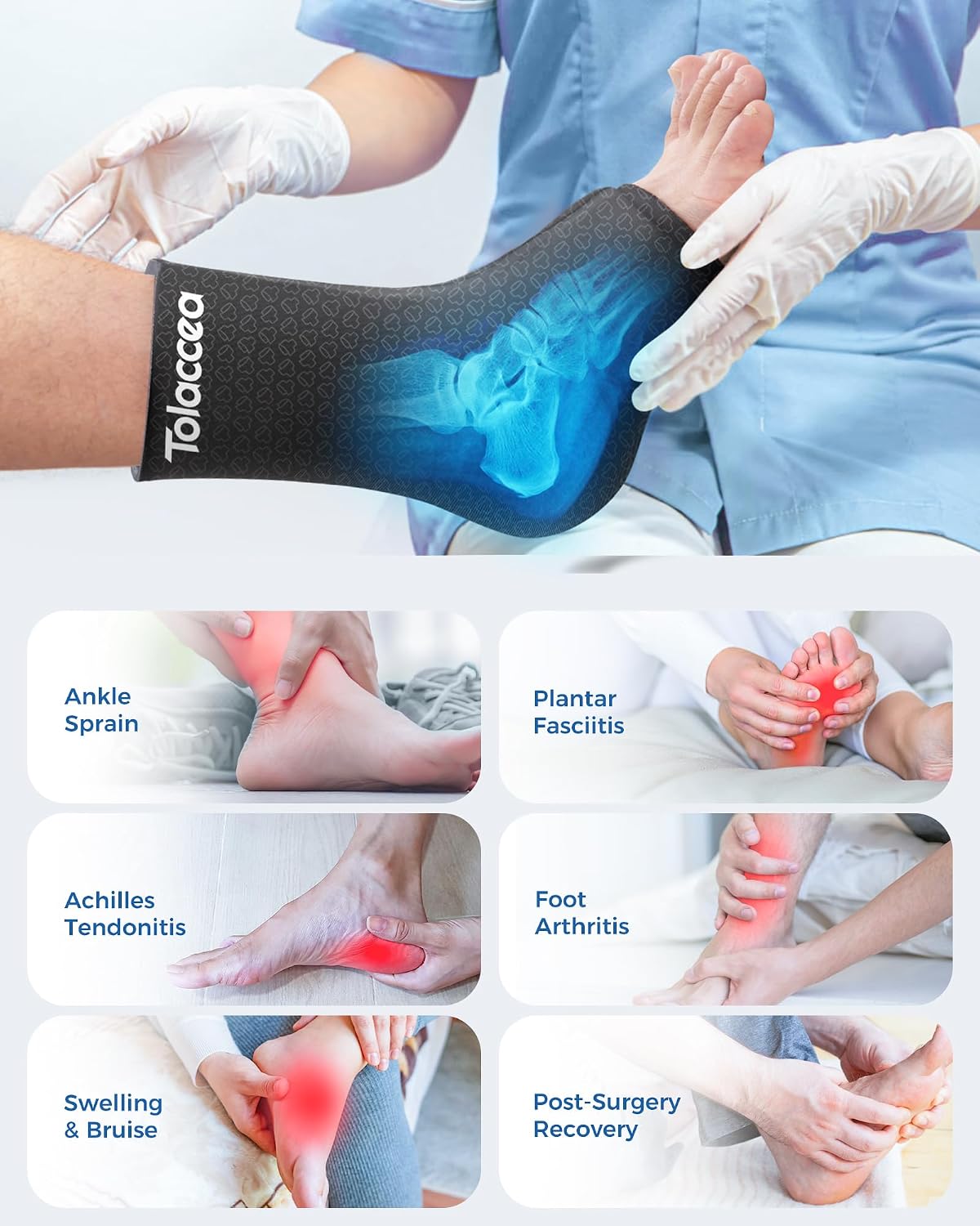 Ankle Foot Ice Pack, Expert Solid Gel Cold & Hot Therapy for Ankle Recovery