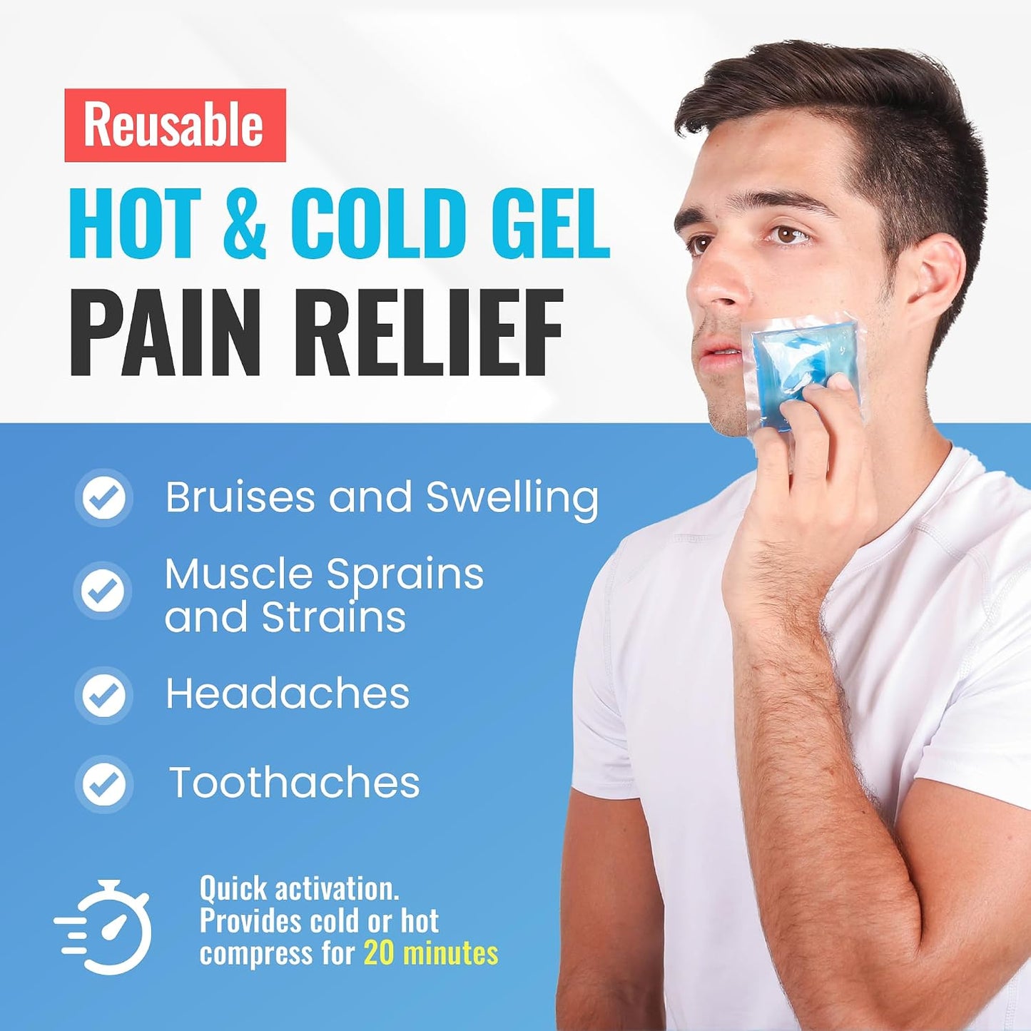 ICEWRAPS Reusable Ice Packs Compact 3 x 3 inches, Soft Cooling Pack, 6 Pack | Hot or Cold Use, Puncture Resistant, Flexible Ice Pack for Everyday Comfort, Multipurpose Gel Design, FSA-HSA Eligible