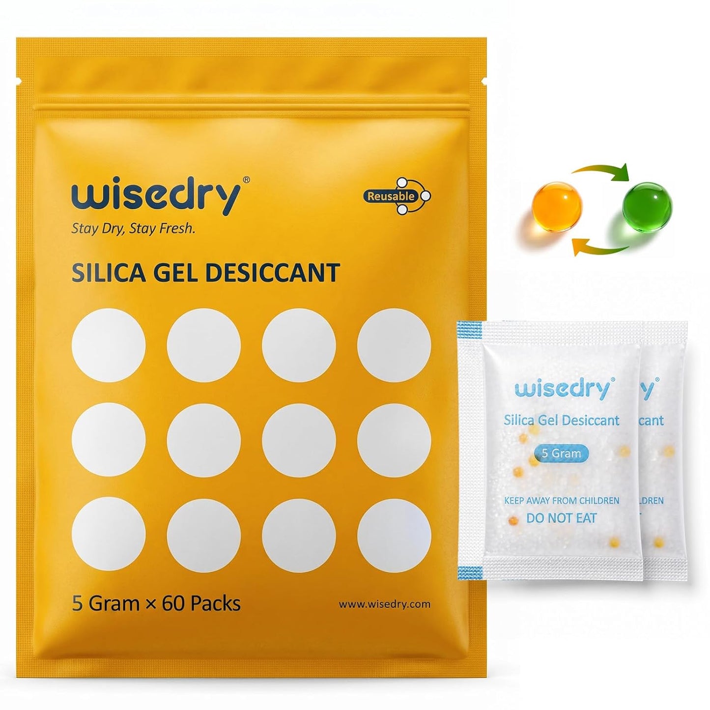 wisedry 2 x 500 Gram [2.2 lbs] Rechargeable Silica Gel Car Dehumidifier, Microwave Fast Reactivated Desiccant Packets Large for Gun Safe Closet Basement Garage Storage Moisture Absorber Bag Reusable