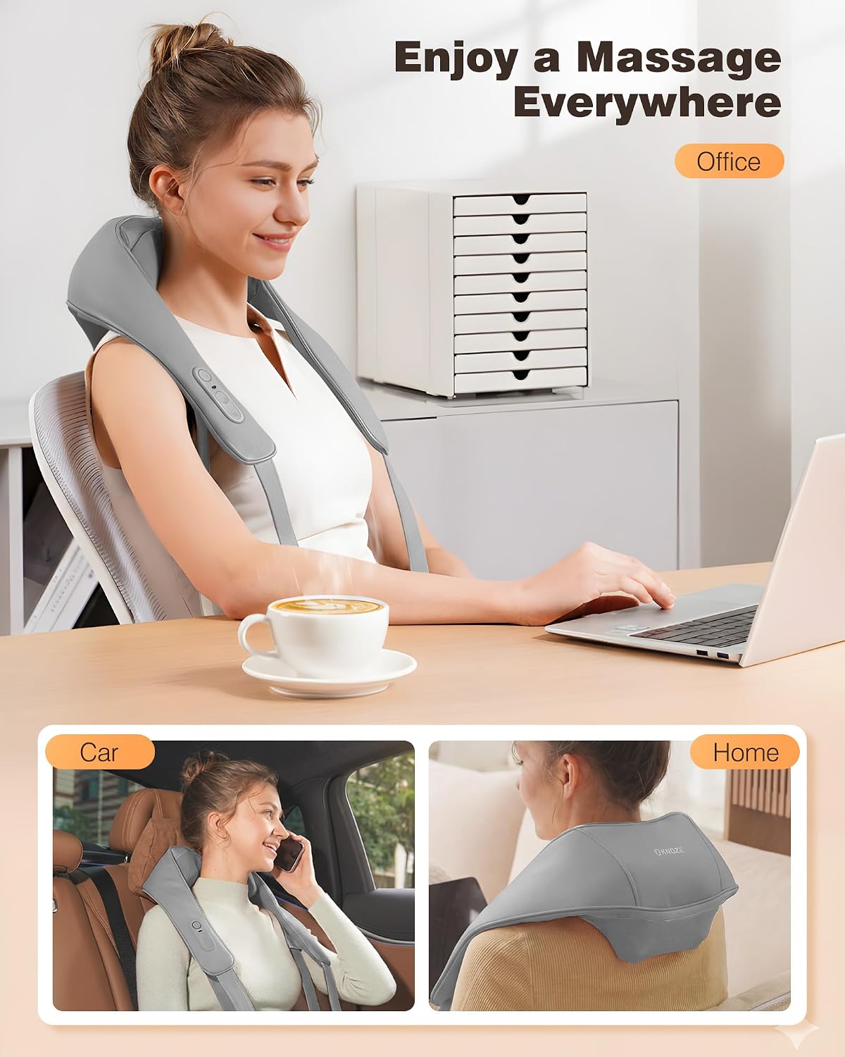 Cordless Neck and Shoulder Massager for Pain Relief Deep Tissue with Heat