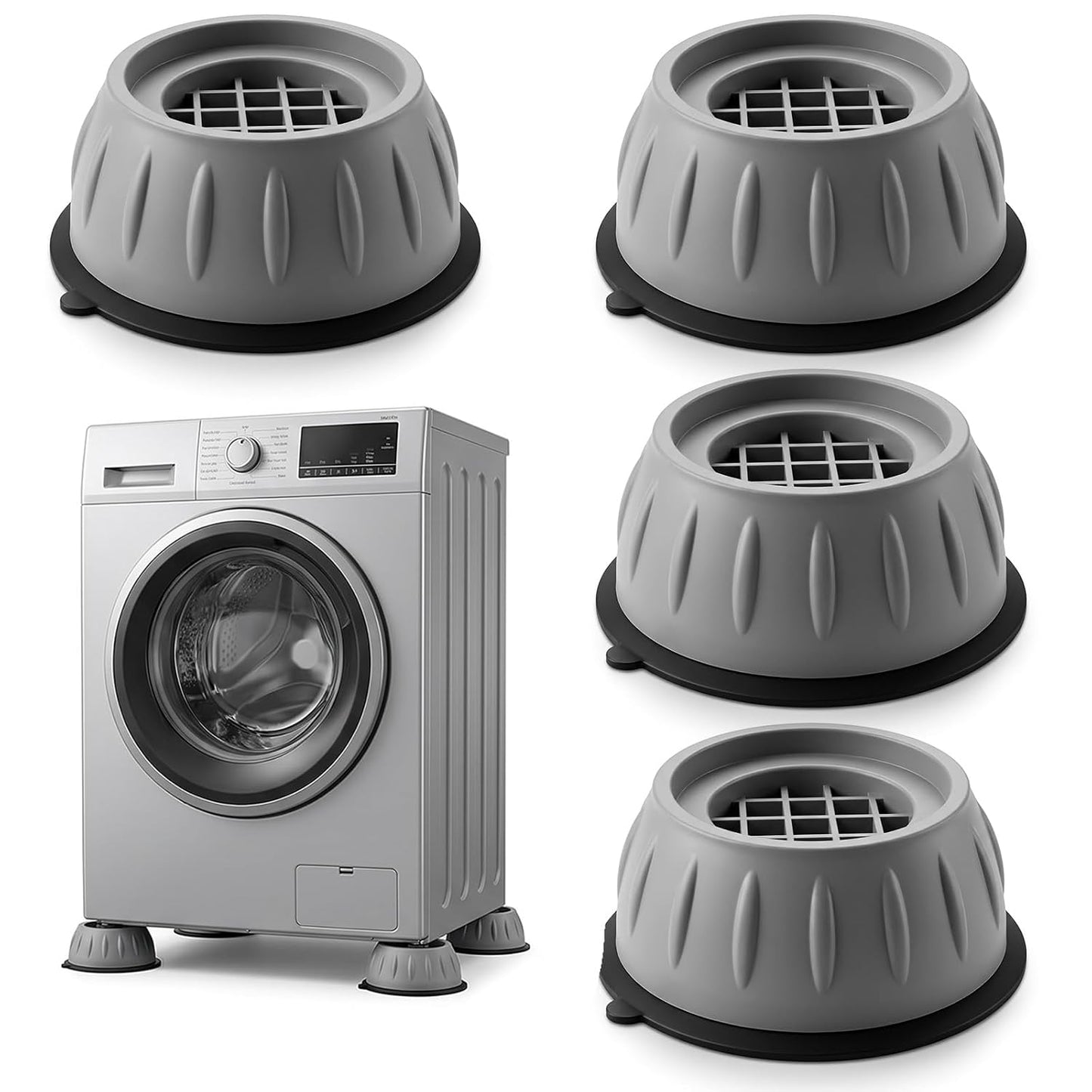 4 PCS Anti Vibration Pads for Washing Machine Leveling Feet Rubber Anti-Vibration Feet Pad Antivibration Pads for Washing Machine Reduce Noise Dryer Shock Prevent Walking, Universal Size