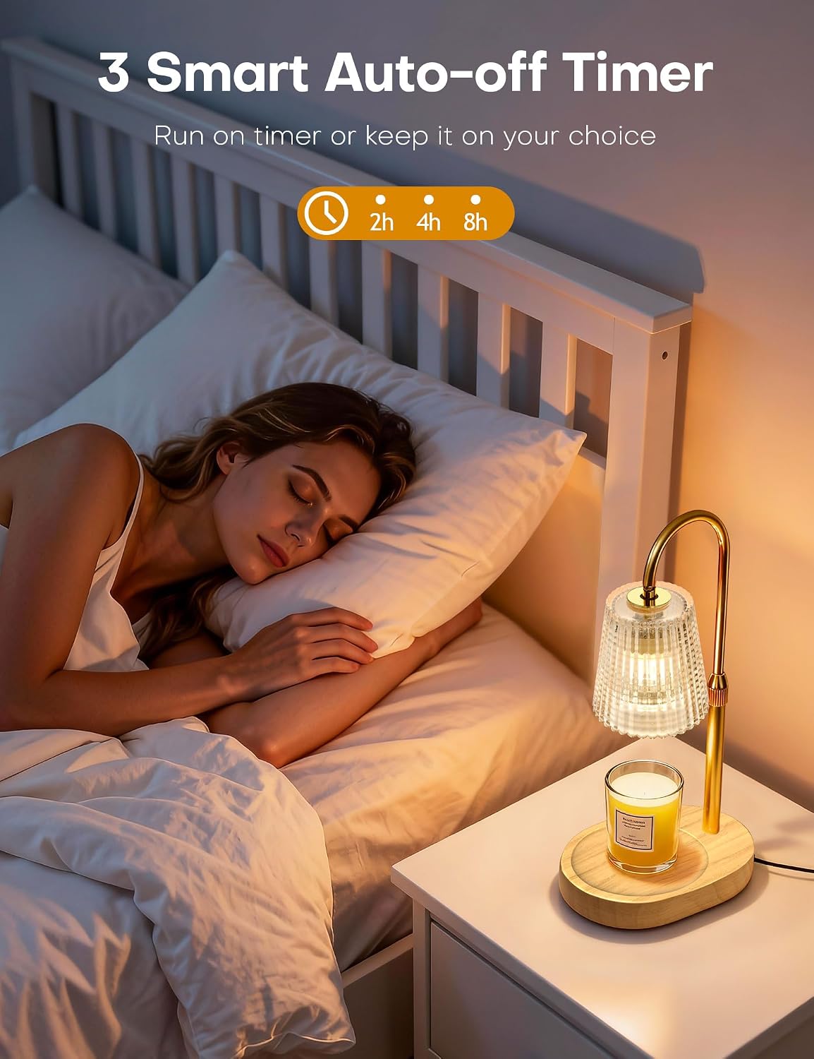 Candle Warmer Lamp with Timer Dimmer, Home Bedroom Decor Gifts for Women | Adjustable Height, Electric Wax Melts Warmer for Jar Candles, Birthday Christmas House Warming Gifts with 2 Bulbs
