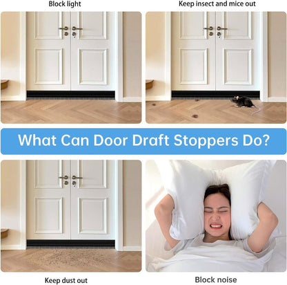 2 PCS Door Draft Stoppers with Brush, Door Sweep 2" W x 39" L White | Soundproof Door Sealer for Exterior/Interior Doors and Dust/Noise/Hot or Cold Air Insulation