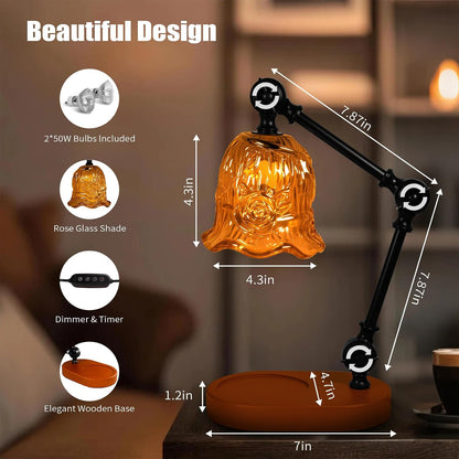 Candle Warmer Lamp, Dimmable Wax Melting Warmer with Adjustable Height, Bedroom Living Room Home Decor, Birthday Relaxation Gifts for Women (Green, Wave)