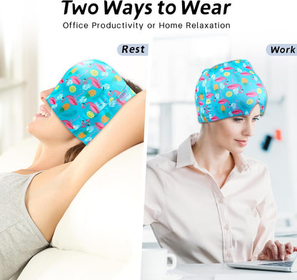 Migraine Relief Cap & Neck Ice Pack Wrap Set, Headache Relief Cap & Cervical Ice Pack, Hot and Cold Therapy for Headache, Neck & Shoulder Pain, Tension & Stress Relief, Post-Surgery Recovery