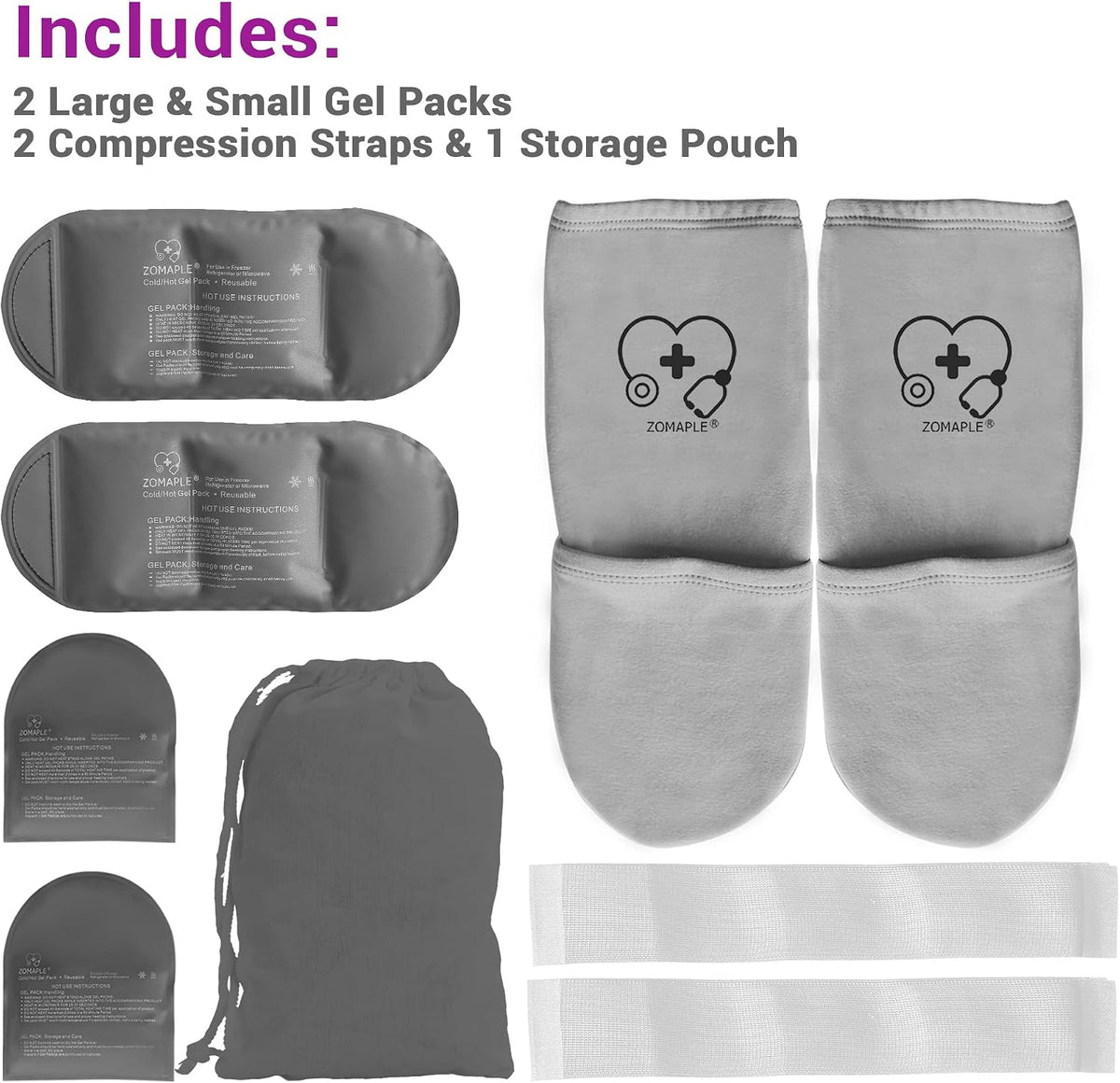 Zomaple Cold Therapy Socks, 2 Gel Packs for Neuropathy & Hot Feet Comfort