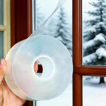 Window Sealing Tape 2 Inch x 33 Ft Transparent Window Insulation Waterproof Nano Draft Isolation Tape Clear Weather Stripping Caulk Tape for Window and Bathroom Shower Glass Side Gaps