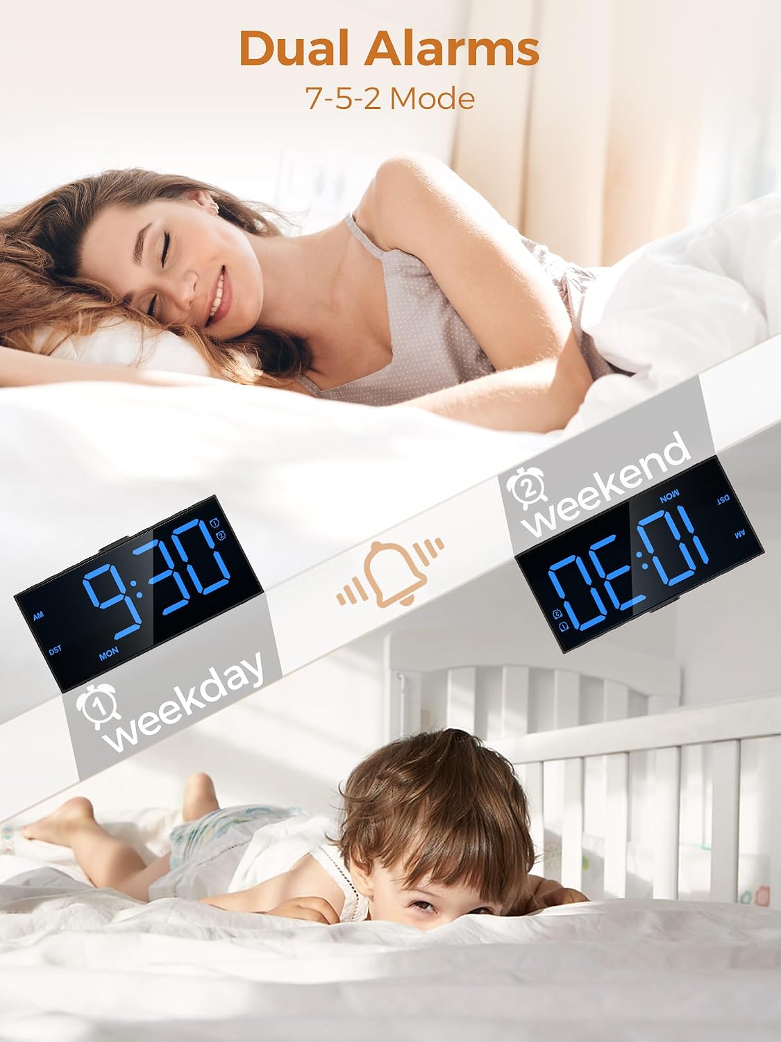Vibrating Alarm Clock for Heavy Sleepers with Bed Shaker, 116dB Dual Alarms