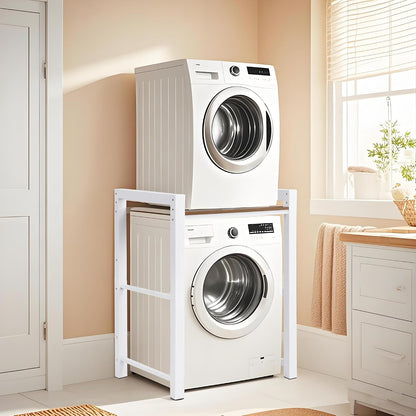 Washer Dryer Stacking Rack Stand, Heavy Duty Steel Standing Storage Shelf Washing Machine Shelf, Over The Washer and Dryer Shelves Space Saving, Load Capacity 300kg, for Bathroom Laundry Room (black)