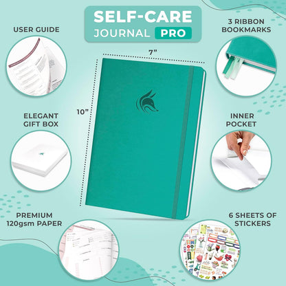 Clever Fox Self-Care Journal PRO for Women, Mental Health, Seashell | Guided daily life reflection, wellness, gratitude, and mood prompts, habit tracker, 7x10 in, eco leather hardcover