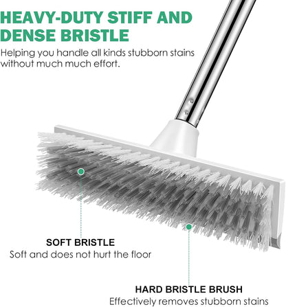 SetSail Floor Scrub Brush with 51-Inch Long Adjustable Handle 2 in 1 Scrape Brush Stiff Bristle Floor Scrubber for Cleaning Shower Bathroom Garage Kitchen Wall Deck Tub Tile | 2 in 1 Scrape Brush Stiff Bristle Floor Scrubber for Cleaning Shower Bathroom
