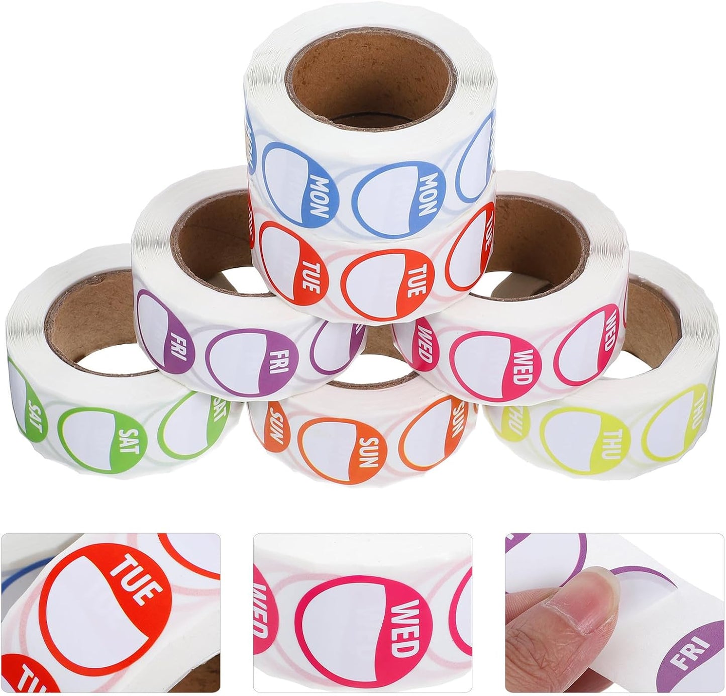 7 Rolls of Removable Weekday Stickers for Inventory Management, Copper Sticker Material, Practical Usage Labels for Bakery Shops and Restaurant Food Rotation