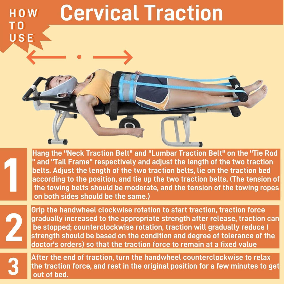 Traction Table,Traction Bed Folding Massage Bed Cervical and Lumbar,Back Stretcher Decompression Without Going Upside Down, Body Spinal Decompression Neck Stretcher Cervical Traction Device