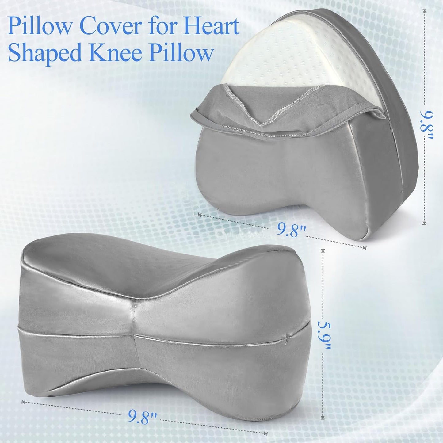 Zelimun Knee Pillow Cover 9.8" x9.8" x5.9", Leg Pillowcase Replacement, Pillow Cover for Heart Shaped Knee Pillow (Champange)