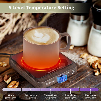 VOBAGA Mug Warmer, Coffee Cup Warmer for Desk with 5 Temp Settings & 2-12H Timer, Smart Candle Warmer & Coffee Warmer with Display for Fastest Heating Coffee, Cocoa, Ideal Coffee Gifts(No Cup)