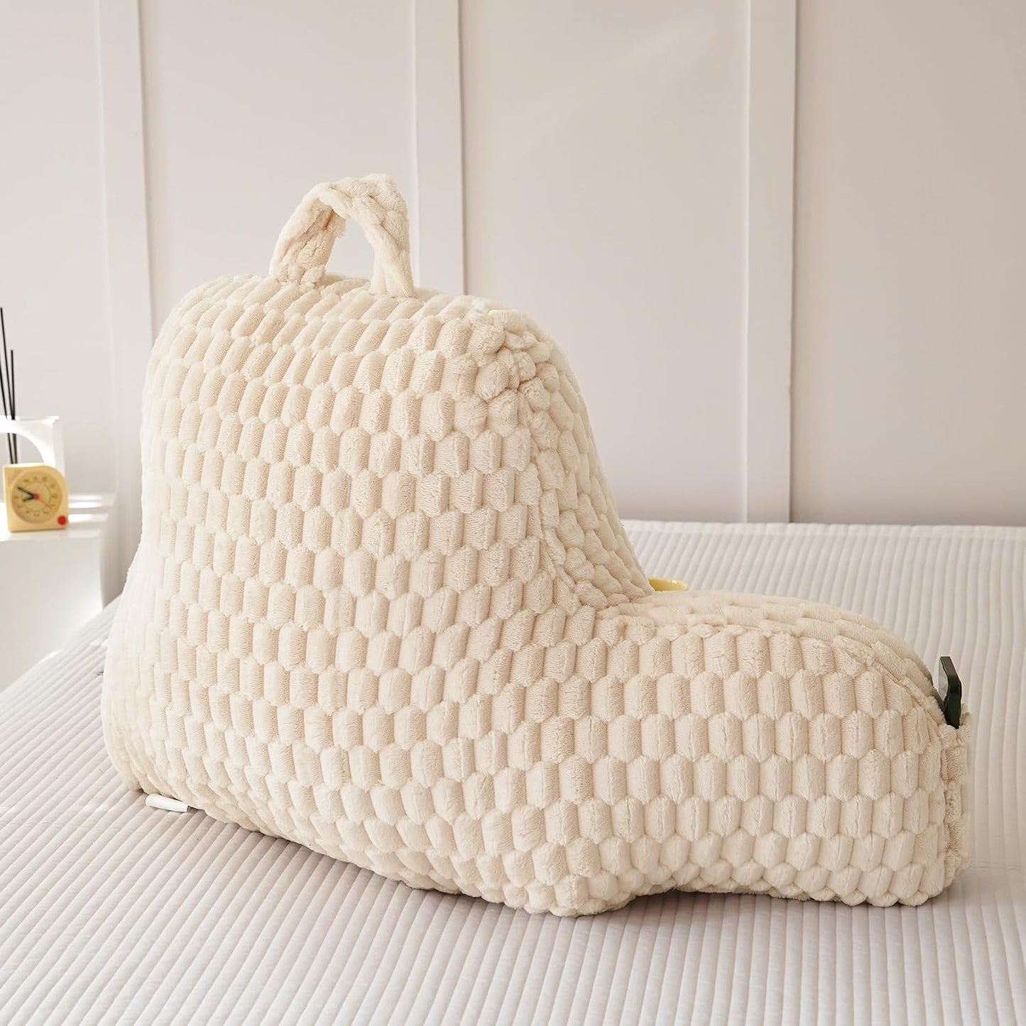 Large Reading Pillow for Adults, Back Support Pillow for Sitting Up in Bed with Arms, Couch for Lounging Bedrest, Pink