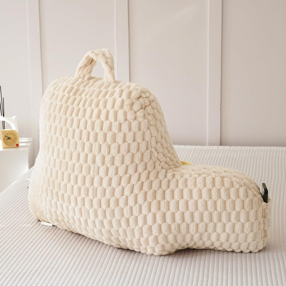 Large Reading Pillow for Adults, Back Support Pillow for Sitting Up in Bed with Arms, Couch for Lounging Bedrest, Pink