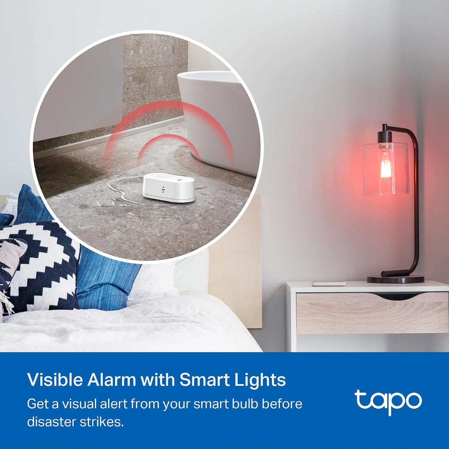 Tapo Smart Water Leak Detector, Requires Tapo Hub, T300 | Water Leak Sensor Wi-Fi with Rapid Dripping Detection, 90dB Adjustable Alarm, App Alerts, Works with Alexa and Google Home