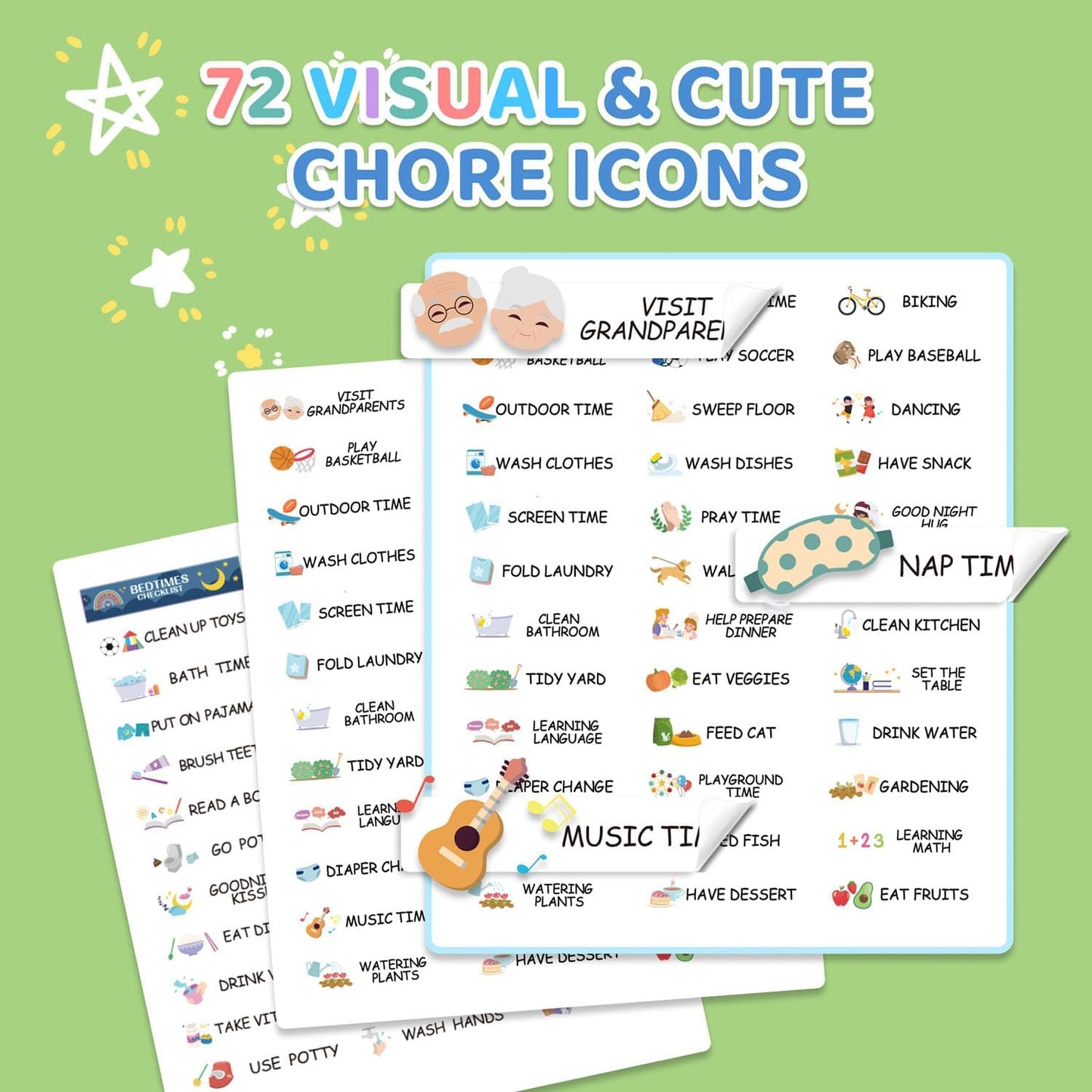 2 in 1 Bedtime/Morning Routine Chart for Kids Toddlers, Magnetic Chore Chart for Kids, Cute Visual Schedule for Kids Schedule Board for Home, Kids Checklist to Do List ADHD Tools for Kids