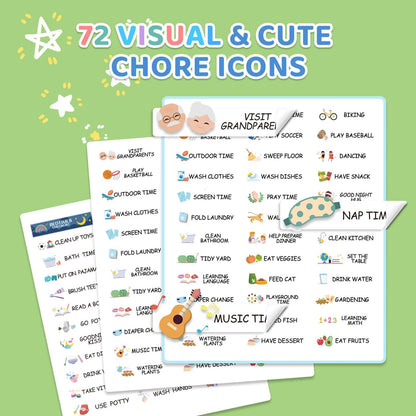 2 in 1 Bedtime/Morning Routine Chart for Kids Toddlers, Magnetic Chore Chart for Kids, Cute Visual Schedule for Kids Schedule Board for Home, Kids Checklist to Do List ADHD Tools for Kids