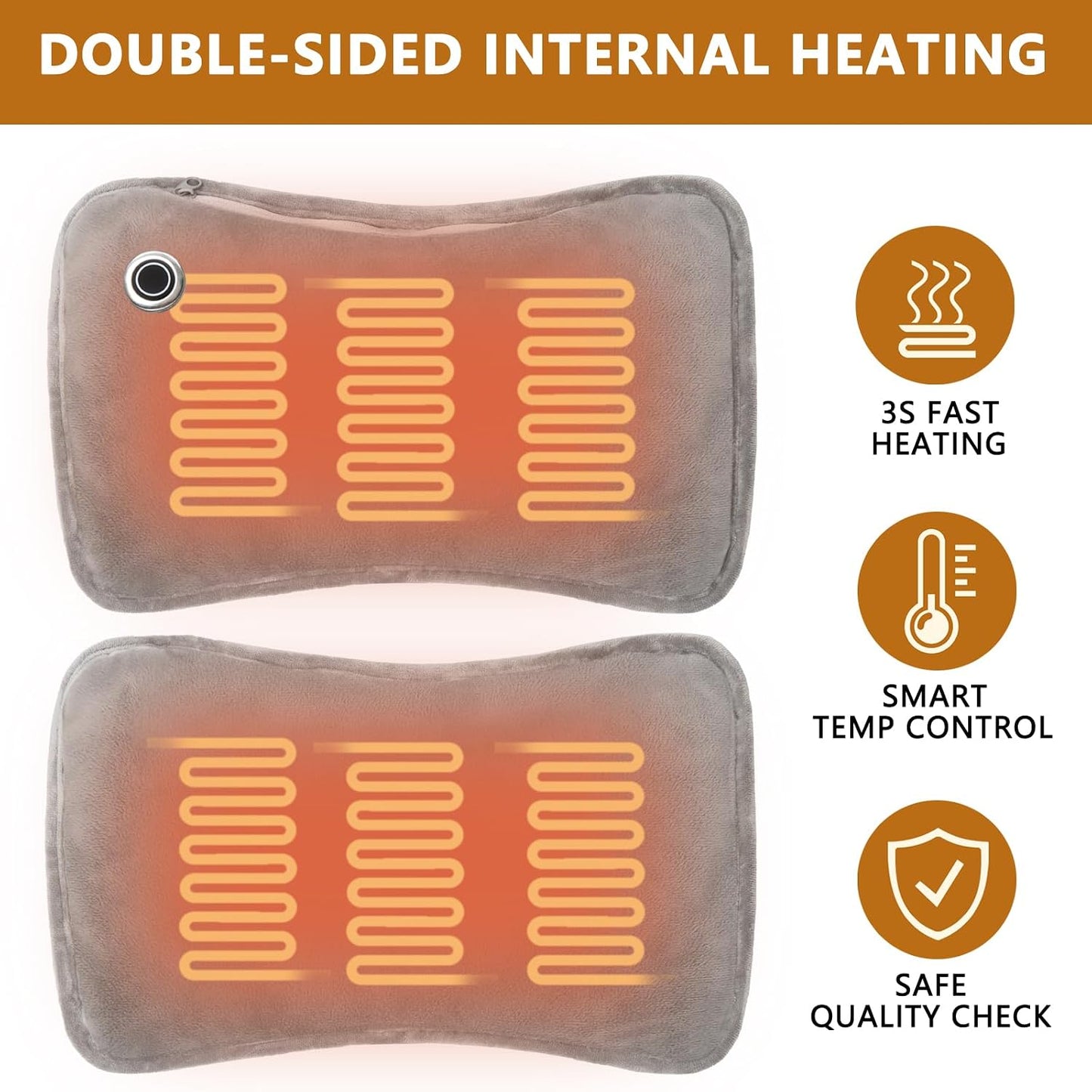 Hand Warmers Rechargeable, 10000mAh Electric Heated Gloves Portable Graphene Handwarmers Pouch with 3 Levels & Double-Sided Heating for Hunting Camping Golf Xmas Gifts for Women Men