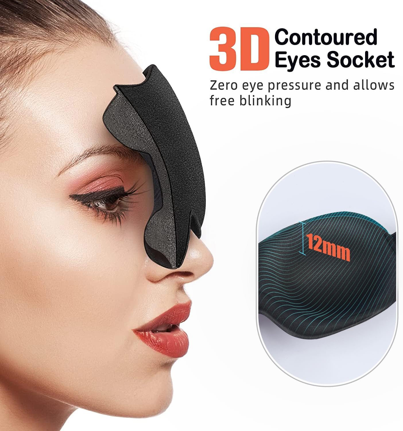 Sleep Mask SleepFun Invisible Alar Deep Orbit 3D Eye Mask Ultra Lightweight & Comfortable Sleeping Mask for Travel, Nap, Shift Works, Black & Blue