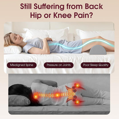 Knee Pillow for Back Sleeping Memory Foam Half Moon Bolster Pillow for Legs